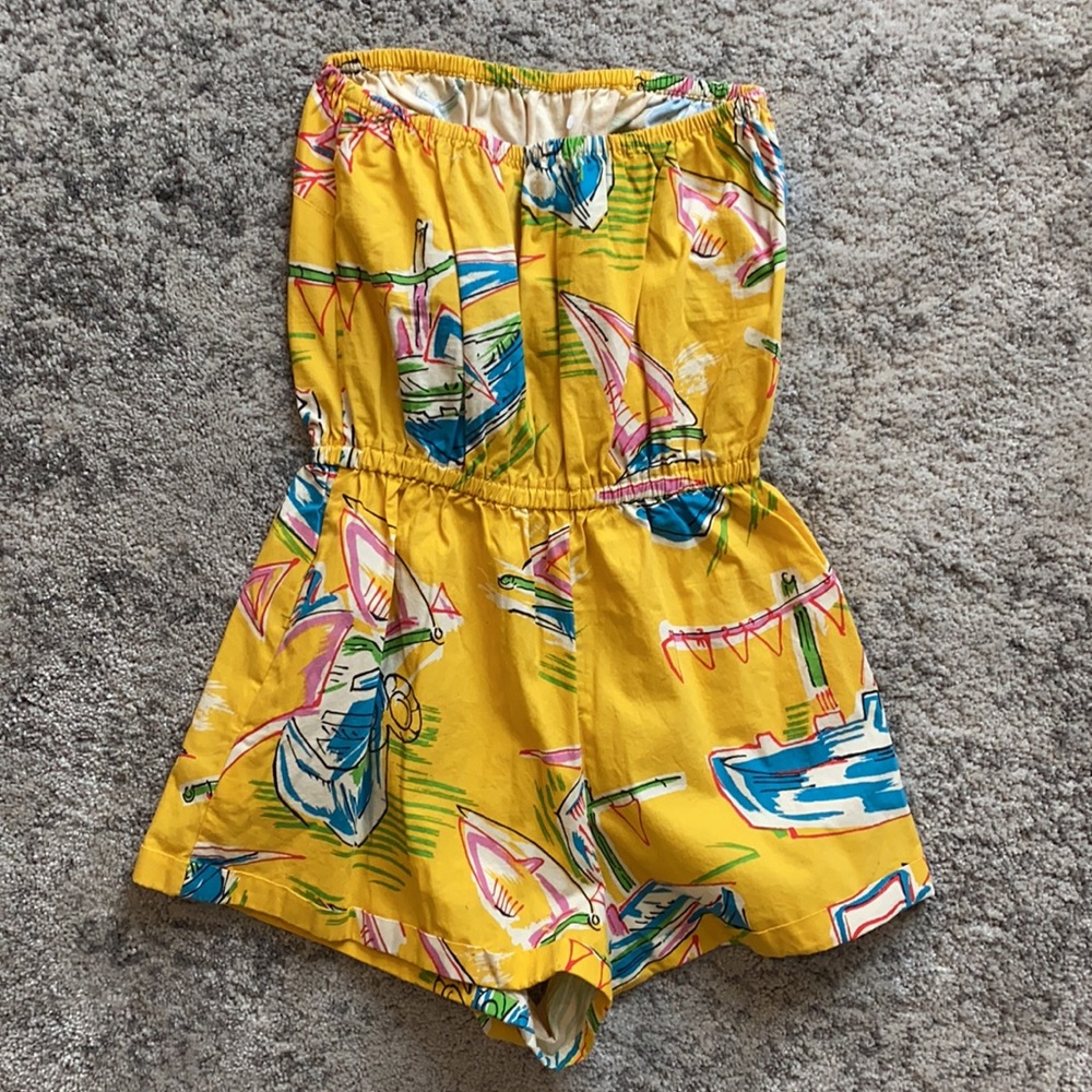 NWT Urban Outfitters Yellow Boating Romper Small - Picture 5 of 7
